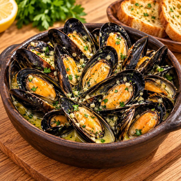 Mejillones en Salsa Mantequilla y Ajo Cajita preparado