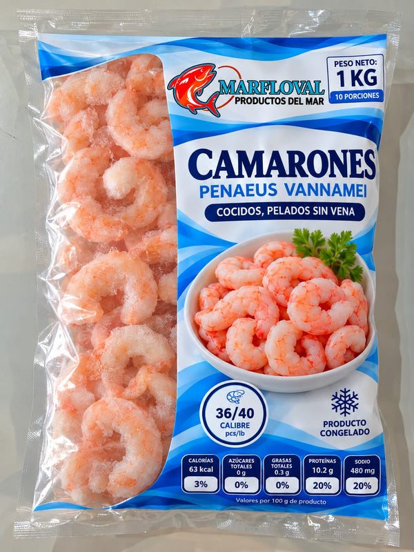 Camaron cocido pelado desvenado 36/40 1kg