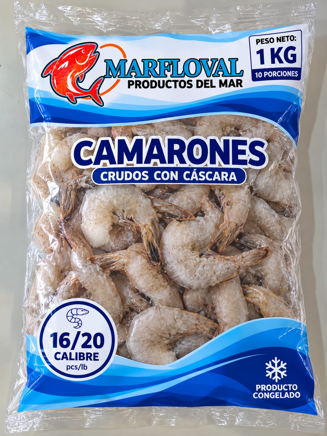 Camaron crudo con cascara 16/20 1kg