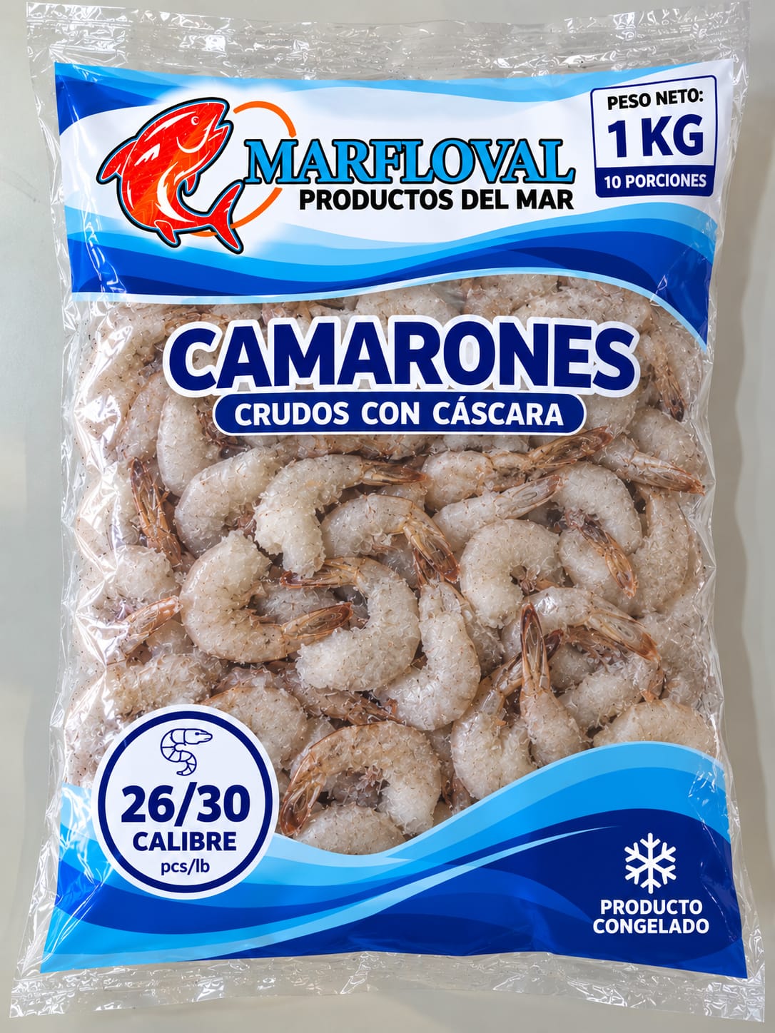 Camaron crudo con cascara 26/30 1kg