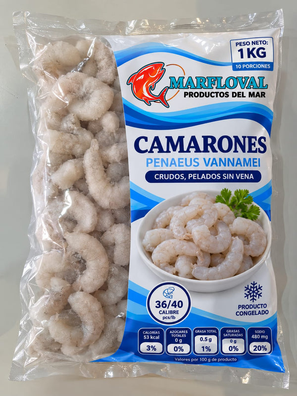 Camaron crudo pelado desvenado 36/40 1kg